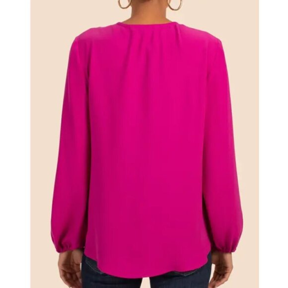 Trina Turk 'Bask' Surplice Neckline Pullover Crepe Top, Viola - Picture 2 of 2